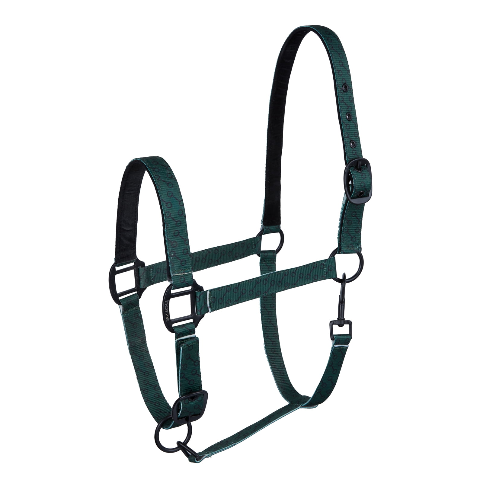 HORZE Noir Suede Padded Adjustable Horse Halter with Bit Design