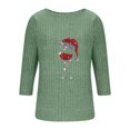 thumbnail image 3 of Christmas Tops for Women Trendy Wine Glass Printed Long Sleeve Ribbed Sweater T-Shirts Crewneck Holiday Outfits (XL, Green), 3 of 6