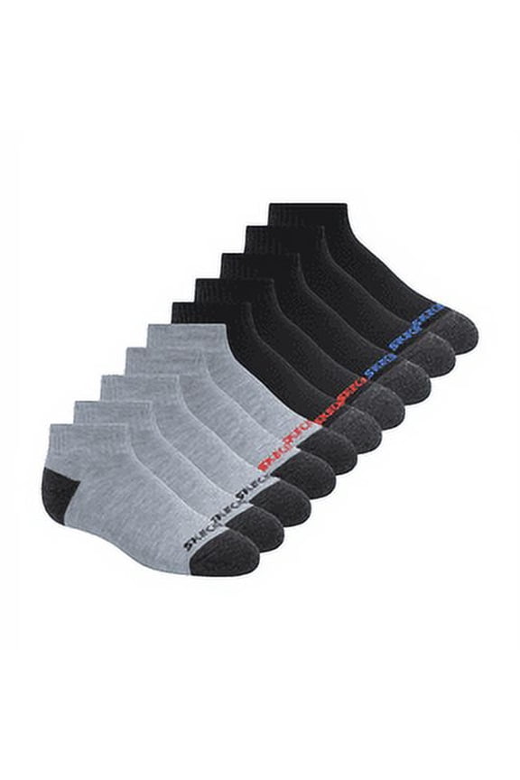 Kids Boys' 10 Pack 1/2 Terry Qtr Crew Socks, Mid Combo, 7-8.5