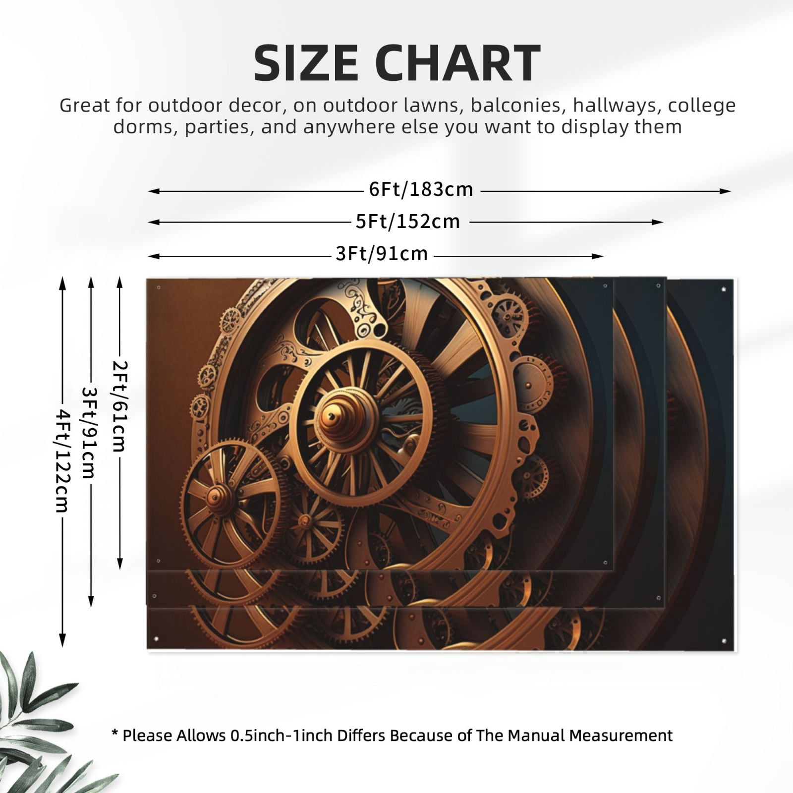 Steampunk Clockwork Wheels Four Hole Decorated Banner Flag for Garden Yard Home Decoration Indoor Outdoor 4x6 Ft