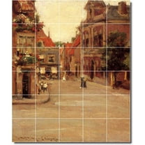 Ceramic Tile Mural-William Chase City Painting 116. 21.25" w x 25.5" h using (30) 4.25 x 4.25 ceramic tiles