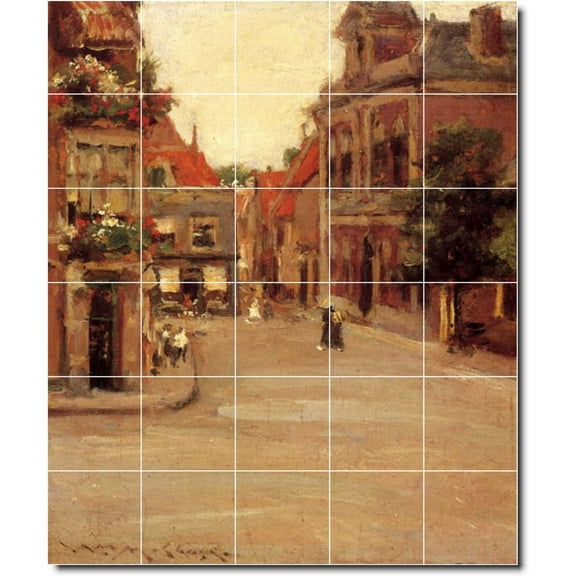 Ceramic Tile Mural-William Chase City Painting 116. 21.25" w x 25.5" h using (30) 4.25 x 4.25 ceramic tiles
