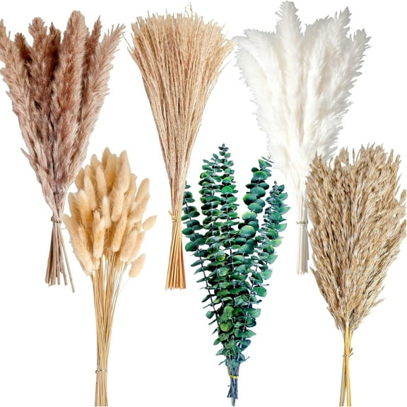 GoXteam 110PCS Small Boho Pampas Grass, 17" Naturally Dried Pompas, Pampas Grass Decor for Wedding , Boho Party Decorations, Table Decor