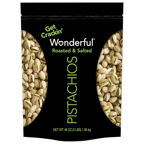 Wonderful Pistachios In Shell, Roasted & Salted Nuts, 48 Ounce Resealable Bag, Protein Snacks, Bulk Snacks, Healthy Snacks for Adults