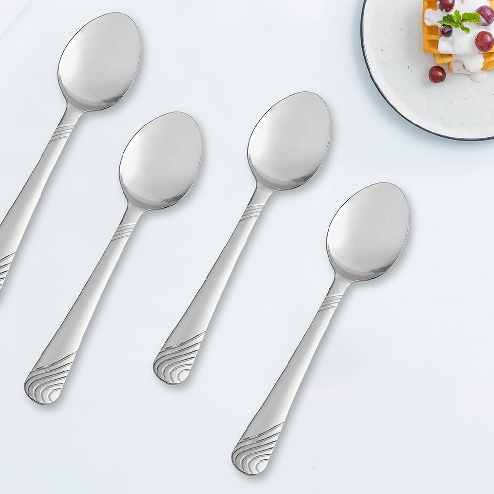 Mainstays 4-Piece Swirl Stainless Steel Teaspoon Set, Silver Tableware