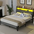 thumbnail image 5 of Meteorleg Full Size Bed Frame with Storage Headboard & Charging Station,Platform Metal Bed Frame with RGB Lights,Grey, 5 of 10