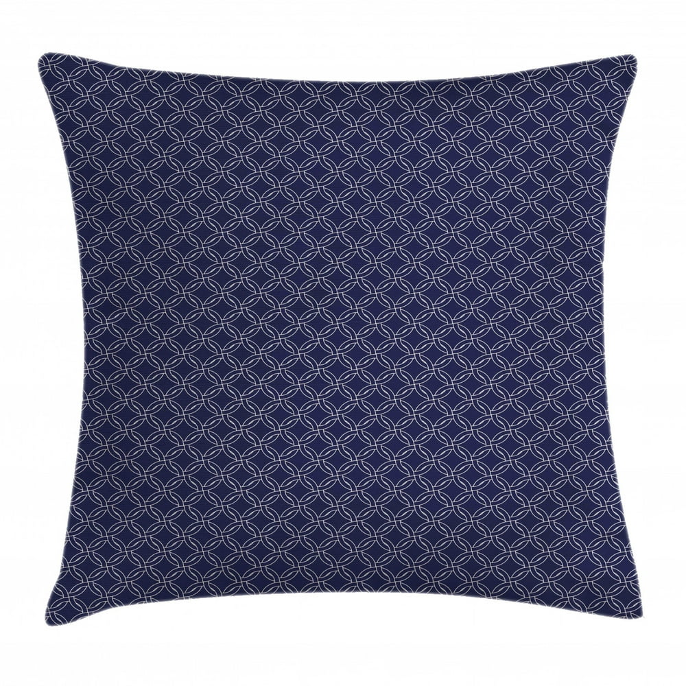 Navy Blue Throw Pillow Cushion Cover, Abstract Geometric Entangled