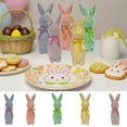 thumbnail image 2 of 9.6-Inch Colorful Flocked Bunny Figurine with Bow Tie, 5 PCS Spring Easter Table Centerpiece Decor for Home, Party, or Office, Indoor Festive Bunny Decoration for Mantel and Tabletop, 2 of 8