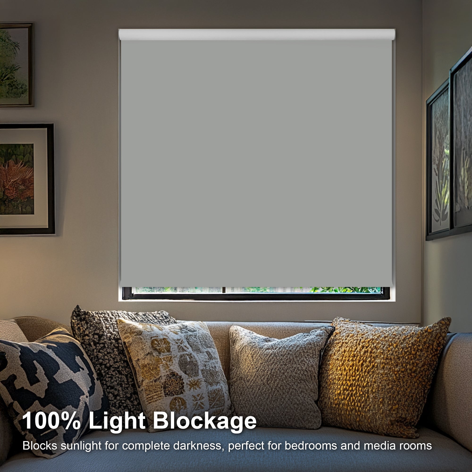 Chicology Blackout Roller Shades| Cordless Room Darkening Window Blinds |69.5"W X 64"H| Privacy Shades for Bedroom & Living Room | UV Protection | Gray