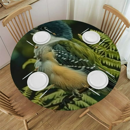 

Ullo0ord Cute Bird Print Round Table Cover Fitted Tablecloth (Table Cover) for Home Kitchen Dining Room and Patio 54 -58