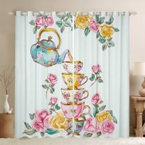 Manfei Flowers Teatime Party Curtains Pack of 2 (42x84 Each) for Girls Boys,Romantic Vintage Aesthetics Curtains Blackout,Floral Rose Fruit Bedroom Curtains,Luxury Bedroom Decor