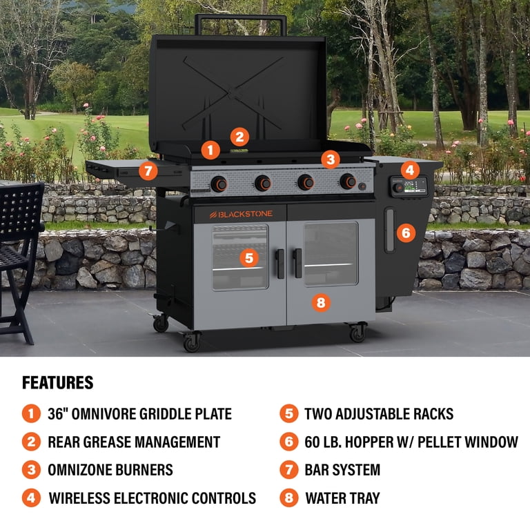Blackstone Bronco Outdoor Combo Griddle, 36 Inch 4-Burner Flat Top