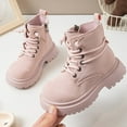 thumbnail image 6 of Girls Autumn Suede Combat Boots Children Wide Toe Box Lace Up Mid Calf Booties Non Slip Walking Dress Shoes, 6 of 7