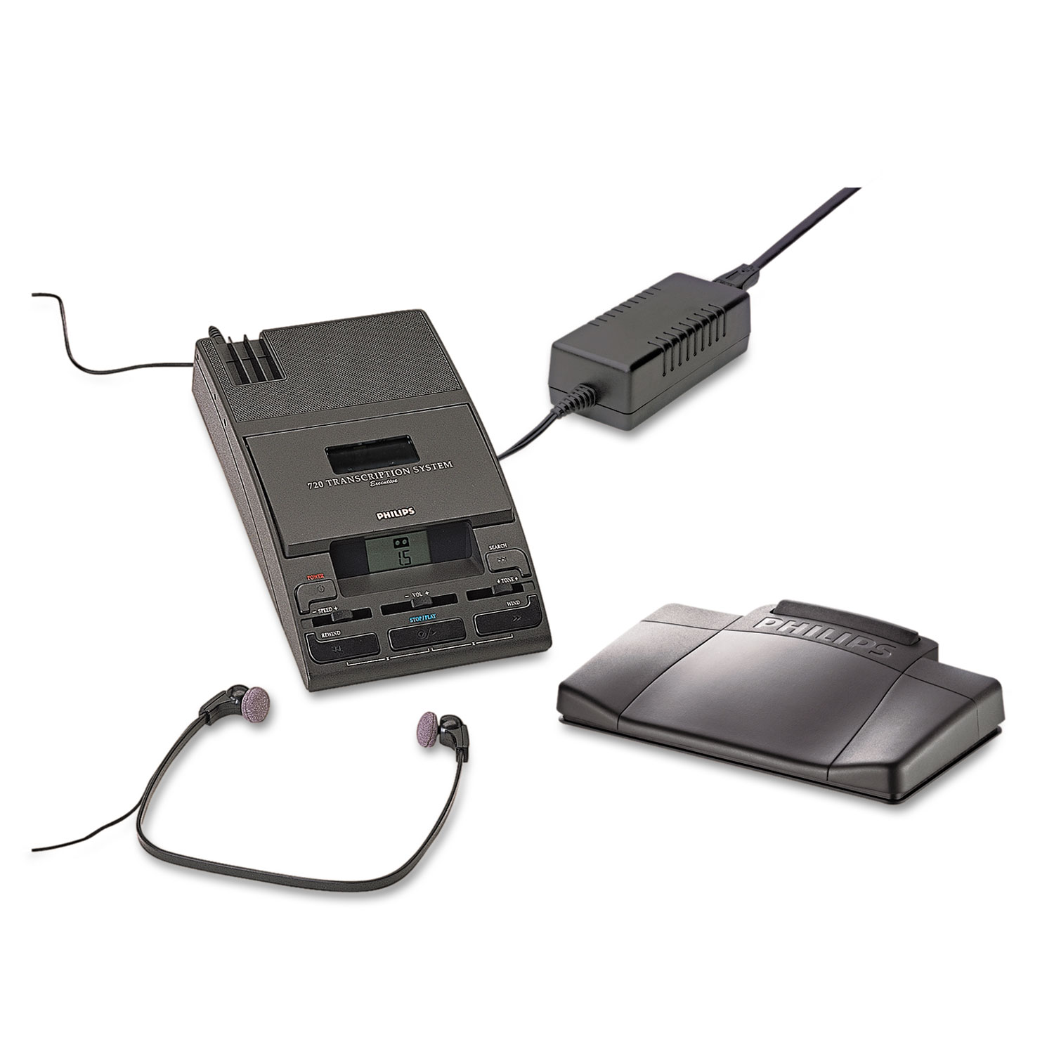 720-T Desktop Analog Mini Cassette Transcriber Dictation System W/foot Control - image 3 of 3