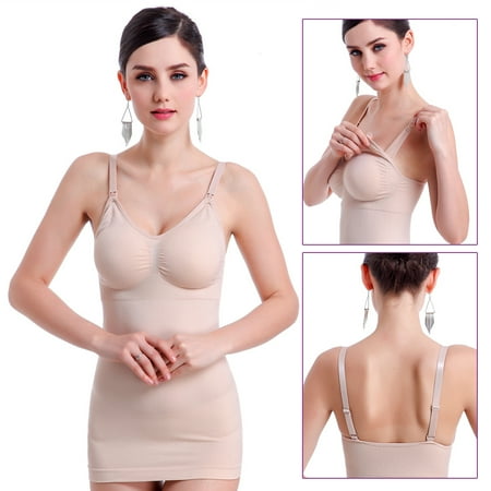 EECOO Nursing Tank Top Soft Breastfeeding Vest Undershirt with Built-in Nursing Bra for Postpartum Mommy Cami Shirt Maternity Clothes