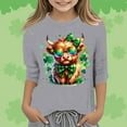 thumbnail image 2 of LUOGENLI T-Shirt pour Filles T-Shirt Graphique pour Filles Fête de la Saint-Patrick à la Mode Polyvalent Col Rond Manches 3/4 T-Shirt Décontracté Haut Maxi Hauts Ensembles Filles Tenue 2 Pcs Manches Longues Gris 3-4 Ans, 2 of 4