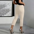 thumbnail image 7 of ClodeEU Women's High Waist Stretch Capri Pants,Slim Fit Solid Color Cropped Pants with Pockets Beige,Women's Plus L, 7 of 7