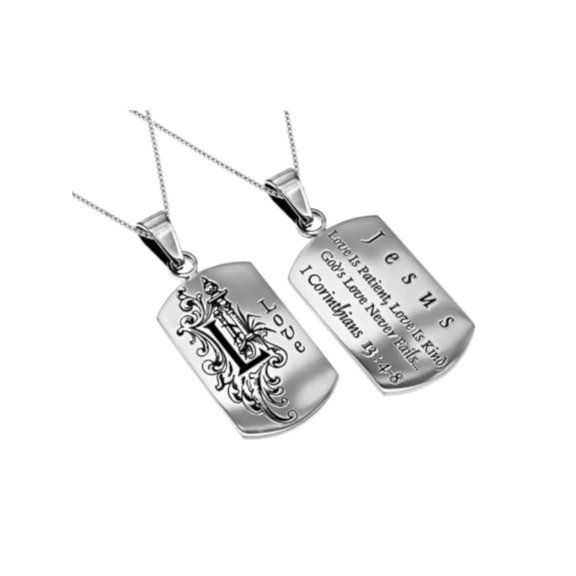 Christian Necklace for Women, 1 Corinthians 13:4-8 LOVE, Stainless Steel
