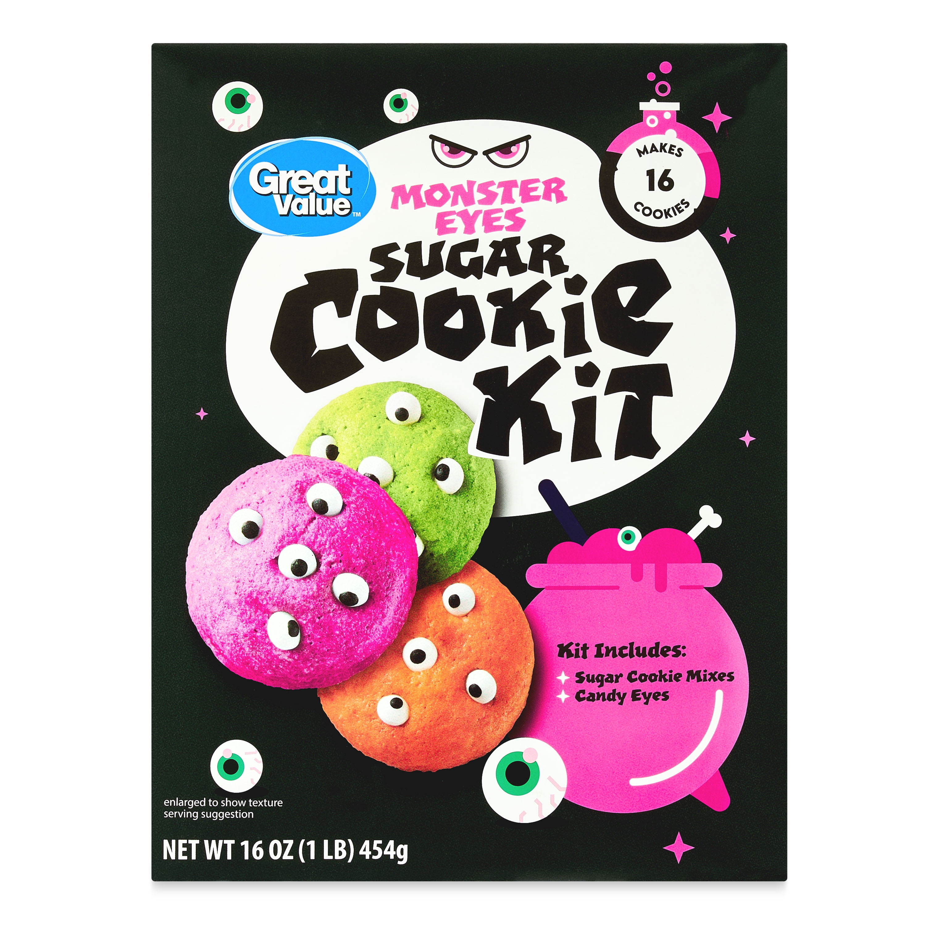 Great Value Monster Eyes Sugar Cookie Kit, 16 oz