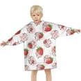 thumbnail image 3 of White Cow Strawberry Pattern Blanket Hoodies for Kids 6-13YR Oversize Wearable Blanket Hoodies for Boys Girls Teens, 3 of 7
