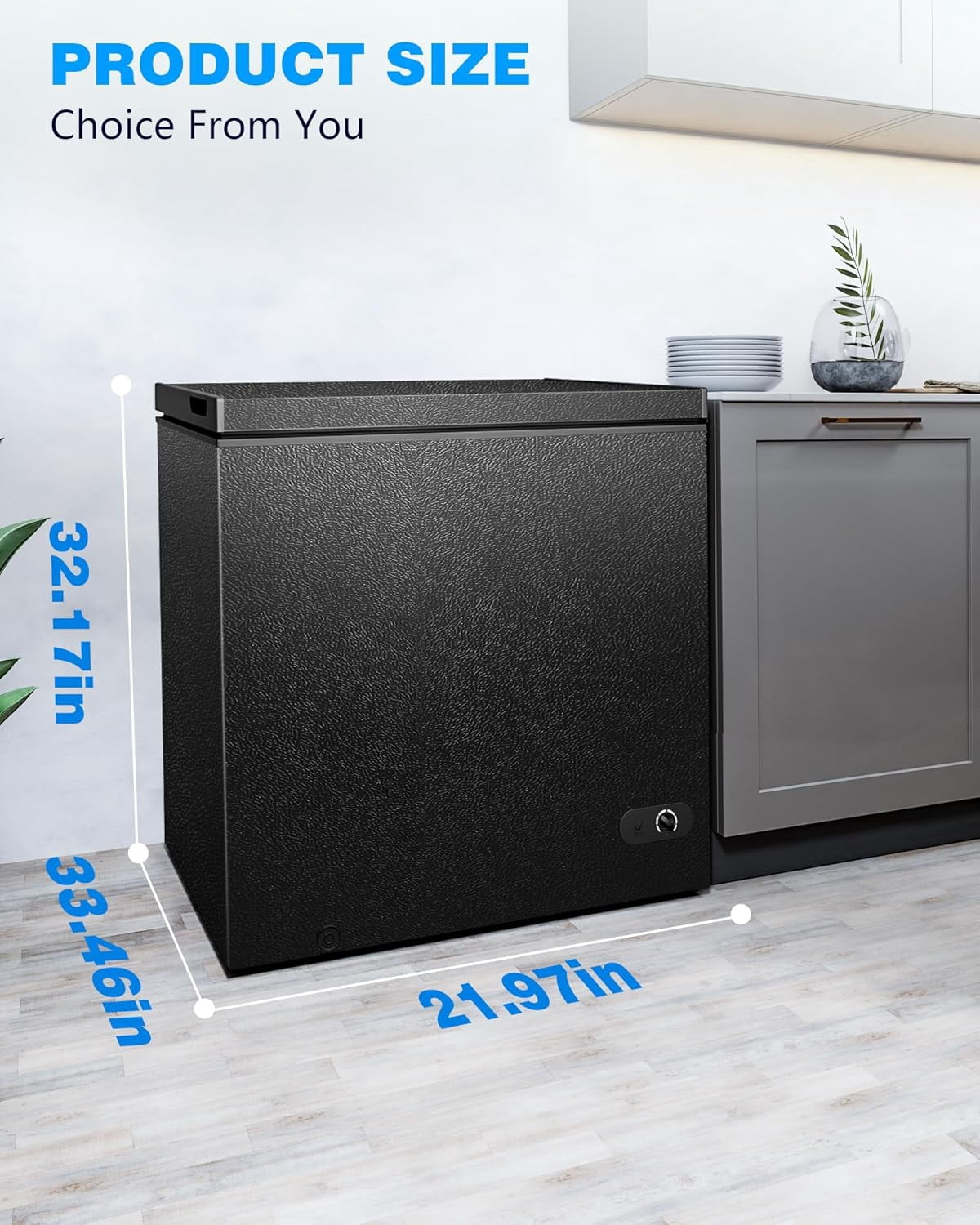 7.0 Cu.Ft Chest Freezer with Removable Basket and Bottom Defrost Water Drain Freestanding Top Open Door, Deep Freezer, Mini Freezer with Adjustable 7 Thermostat for Home/Apartment, Black