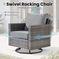 thumbnail image 3 of ODELIO 8-Piece Wicker Patio Furniture Set, PE Rattan Outdoor Conversation Set with Swivel Rocking Chairs & LED Lighted Coffee Table, Patio Seating for Backyard, Porch & Deck, Dark Gray, 3 of 8