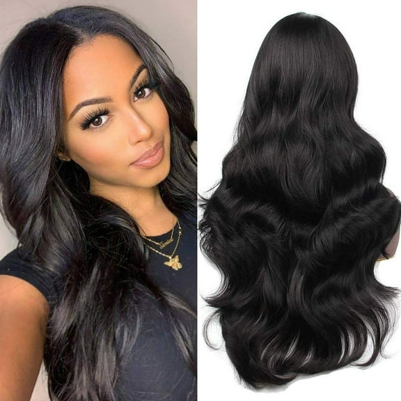 DOPI Human Hair Wigs For Women Black Color Natural Lace Hair Women's Black Curly Head Set Wavy Curly Wig Can Be Straightene