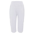 thumbnail image 5 of Women's Cropped Yoga Pants with Pockets - Wide Leg Hiking Athletic Pants Elastic Waist Lightweight Lounge Casual Trousers White XXL, 5 of 10