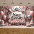 thumbnail image 5 of Pink Theme  Banner Floral Design Princess Birthday Backdrop Silver Crown Decor Elegant Style Rose Decor Birthday Background for Birthday Party Girls' Birthday Princess Theme Party, 5 of 8