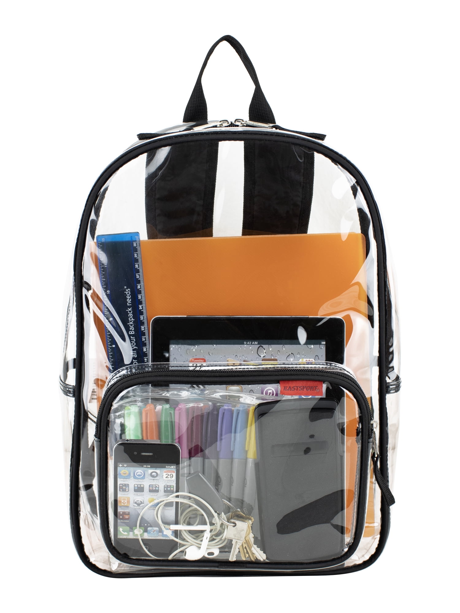 Eastsport Unisex 16" Success Clear Backpack, Black