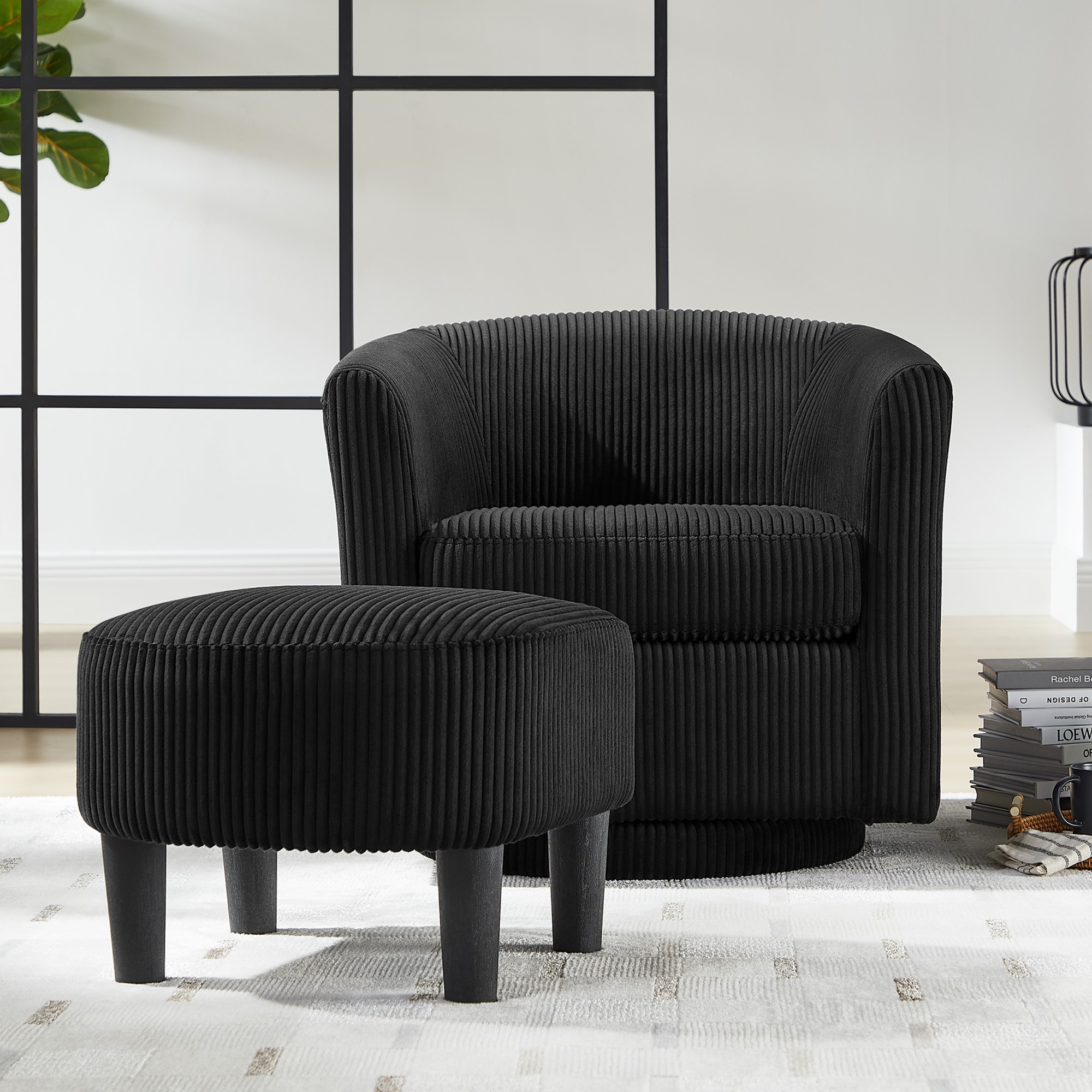 Swivel Accent Chair 360° Comfy Recliner Corduroy Arm Chair