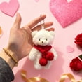 thumbnail image 2 of TanSiDing 3pcs Plush Bear Keychain Cute Gift, Soft Plushy Keyring with Red Scarf, Festive Bag Charm for Christmas Valentine's Day, 2 of 6