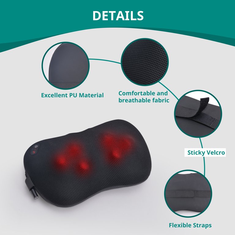 Mynt shiatsu massage pillow with outlet heat