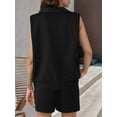 thumbnail image 4 of Fancyglim Two Piece Outfits for Women V Neck Lounge Sets Sleeveless Tops and Shorts Set with Pockets Black X-large, 4 of 5