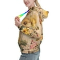 thumbnail image 2 of Fotbe Vintage Floral Butterfly Collage Pattern Womens Long Sleeve Hoodie, Pullover Hooded Sweatshirt, Kangaroo Pocket Hoodie with Eye-catching Drawstrings-Large, 2 of 7