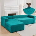 thumbnail image 2 of Super Thick Sectional Couch Covers L Shape Sofa Covers Stretch 2pcs Sofa Slipcovers for 3 Seater + 3 Seater Sectional Chaise Slipcover with 2pcs Pillow Covers for Pets, Blue, 2 of 13
