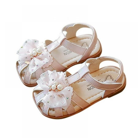 

Linen Purity Summer Kids Shoes Pearl Mesh Bowknot Fashion Leathers Sweet Children Sandals For Girls Breathable Hollow Out Shoes