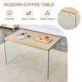 thumbnail image 5 of Dining Table Sets The top of the coffee table is made of medium density fiberboard and wooden stickers, with transparent tempered glass on both sides. The design is simple and elegant, with a sturdy, 5 of 18