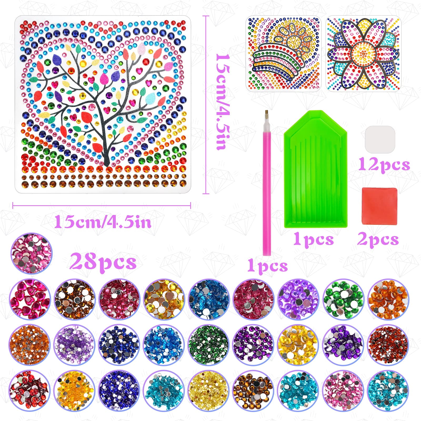 Crafts for Girls 8-12 - Arts and Crafts for Kids Ages 8-12 - 6Pcs Window  Gem Art Suncatcher Kits - 4 5 6 7 8 Year Old Girl Birthday Gifts - Diamond