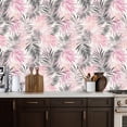 thumbnail image 2 of Peel and Stick Wallpaper Soft Pink Black Watercolor Palm Leaf Wall Mural 17.7in x 9.8ft Self Adhesive Removable Wall Paper Renter Friendly Wallpaper for Nursery Bedroom Cabinets, 2 of 8