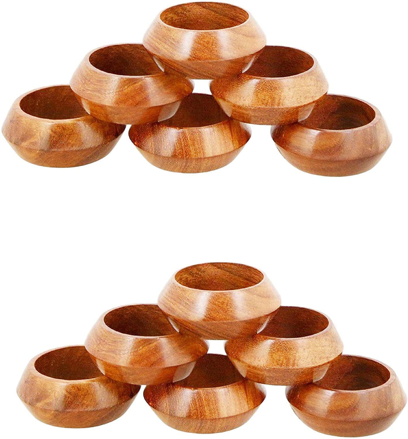 Set of 6 Artisan Crafted Rustic Mango Wood Napkin Rings for Table Decoration