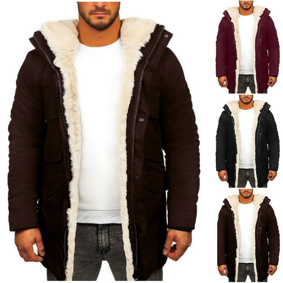 ATENAR Winter Coats for Men,Mens Winter Coats,Windproof,Cold Weather,Solid,Cotton,Brown,S(US:4)