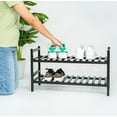 thumbnail image 4 of PJ Wood Stackable Wood Shoe Rack Organizer Shelf Closet Entryway Bedroom, Black, 4 of 11