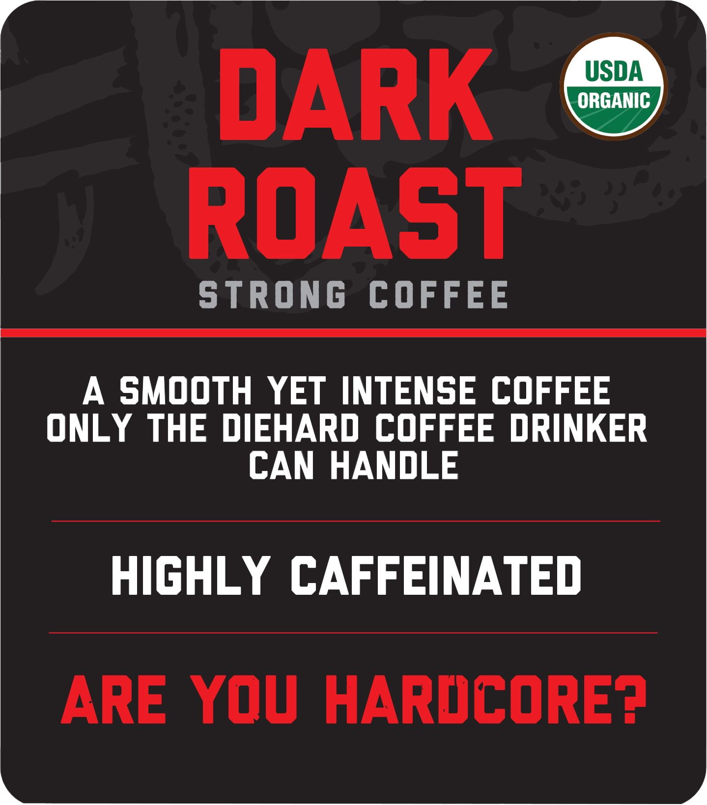 Hardcore Organic Coffee, Highly Caffeinated, Single Serve Coffee Pods for Keurig Style K-Cup Brewers, Strong Dark Roast, 30 Count