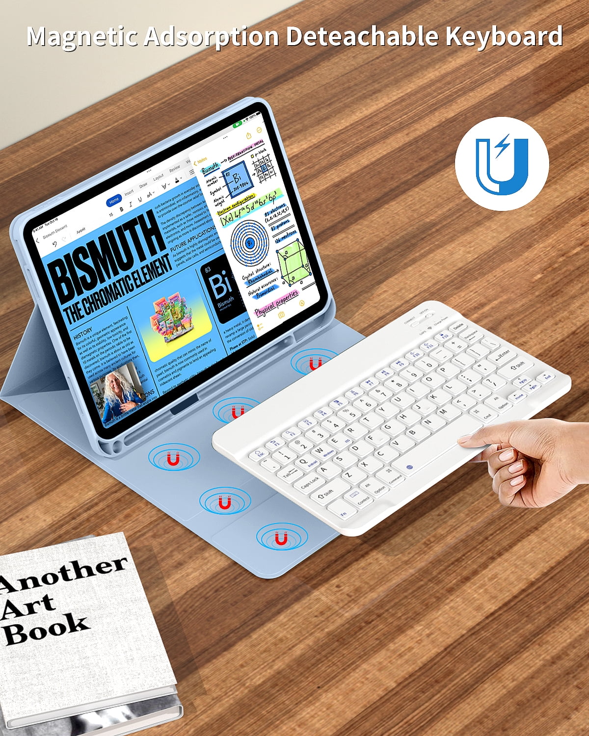 SZPSGC for iPad 11/10th Gen Case with Keyboard 11/10.9 inch 2025 A16/2022, Detachable Wireless Bluetooth Keyboard Case Thin & Light with Built-in Left Side Pencil Holder,Blue