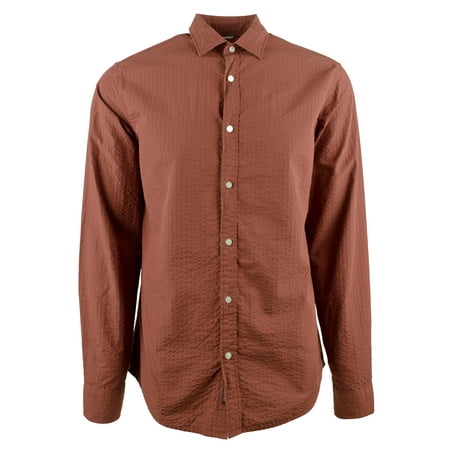 Men's Seersucker Slim-Fit Long Sleeve Shirt-SR-S