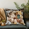 thumbnail image 5 of Cute Cat Print Pillow Cover 18x18 Inch, Soft Polyester Decorative Throw Pillow Covers with Hidden Zipper for Sofa Bed, Machine Washable Square Cushion Case, 5 of 5