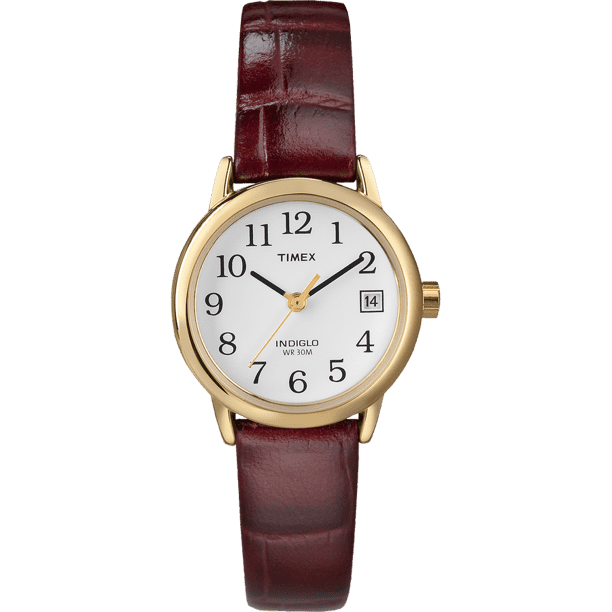 Timex Women's TW2R63400 Easy Reader Brown Croco Pattern Leather Strap