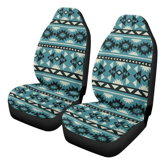 Uorisanigo Car Seat Cover Stylish Car Accessories Fluffy Fur Blue Aztec Nation Seat Covers 2-Pack Soft Seats Cushions, Coral Velvet Cloth, Universal for SUV Trucks Sedan