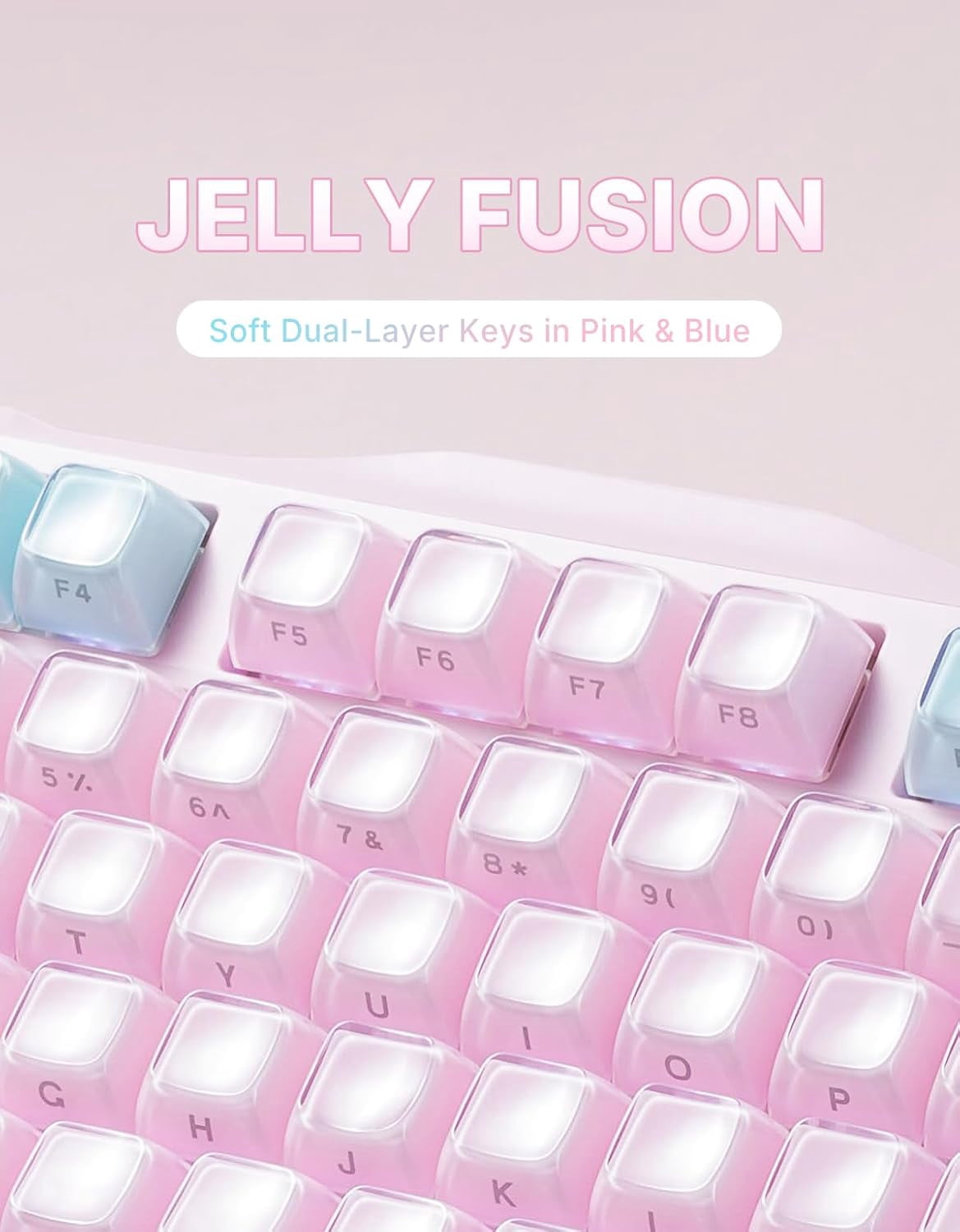 GravaStar Mercury K1 Lite 75% Gaming Keyboard, 2.4GHz/BT/Wired Tri-Mode Wireless Keyboard, Gasket Hot Swappable Mechanical Keyboard, Pre-lubed Linear Switches, Jelly Keycaps, RGB Backlit -Lumen Rose